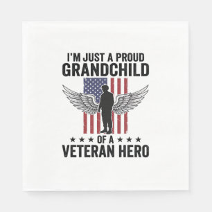 Serviette En Papier Fière petite-fille d'un vétéran héros patriotique
