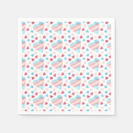 Serviette En Papier Fierté des coeurs trans (Devant)