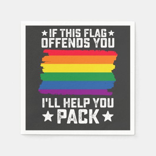 Serviette En Papier Fierté LGBT Si ce drapeau vous offense Je vous aid (Devant)