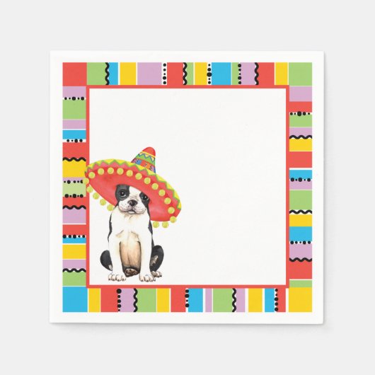 Serviette En Papier Fiesta Boston Terrier (Devant)