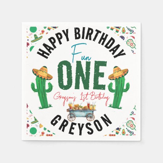 Serviette En Papier Fiesta d'abord | 1ère fête d'anniversaire (Devant)