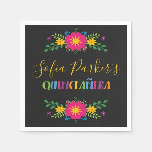 Serviette En Papier Fiesta Quinceañera mexicaine colorée (Devant)
