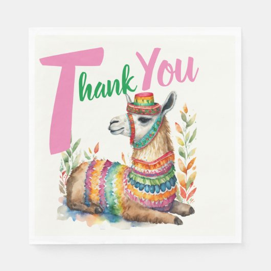 Serviette En Papier Fiesta Sinorita Baby Girl Douche Partyware Llama (Devant)