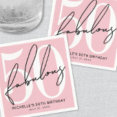 Serviette En Papier Fifty And Fabulous Blush Pink 50th Birthday