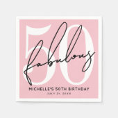Serviette En Papier Fifty And Fabulous Blush Pink 50th Birthday (Devant)