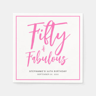 Serviette En Papier Fifty and Fabulous Name Date 50th Birthday Party