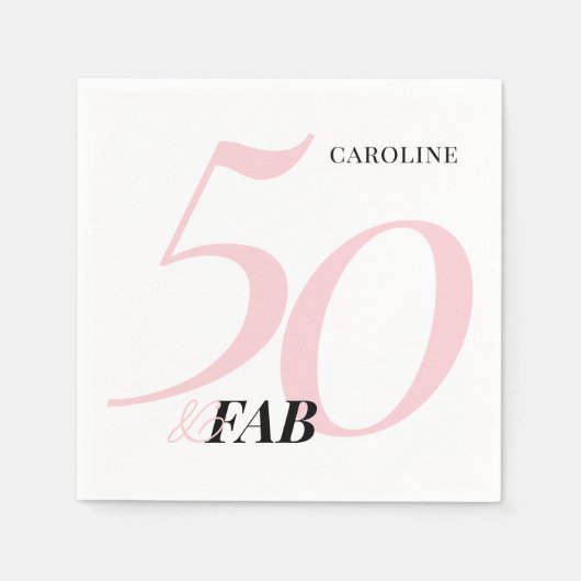 Serviette En Papier Fifty and Fabulous Pink Bold Birthday (Devant)