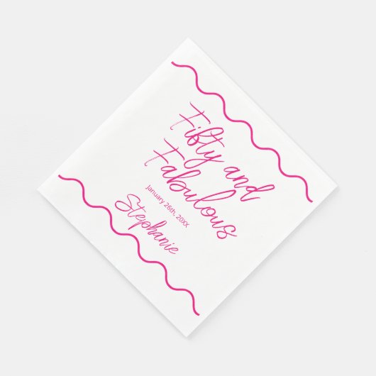 Serviette En Papier Fifty and Fabulous Pink Script (Coin)