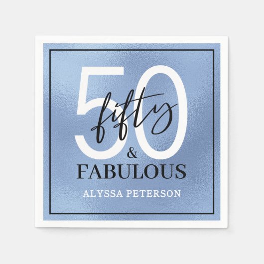 Serviette En Papier Fifty and Fabulous Script 50th Birthday (Devant)