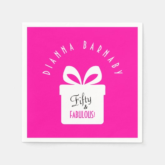 Serviette En Papier Fifty & FABULOUS! Girly Pink Birthday Party (Devant)