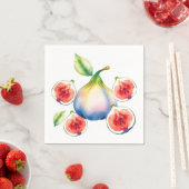 Serviette En Papier Fig d'aquarelle fraîche avec blanc doux (En situation)
