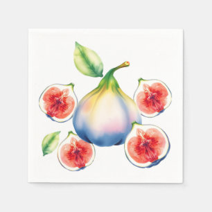 Serviette En Papier Fig d'aquarelle fraîche avec blanc doux