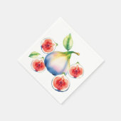 Serviette En Papier Fig d'aquarelle fraîche avec blanc doux (Coin)