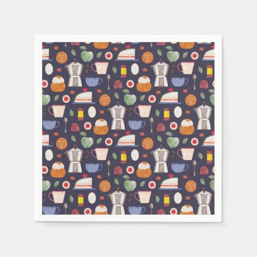 Serviette En Papier Fika (Eclipse) - Motif d'aquarelle (Devant)