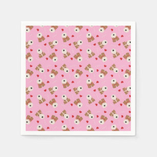 Serviette En Papier Fil Fox Terrier Chien Lunettes de coeur Motif rose
