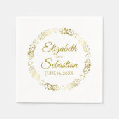 Serviette En Papier Filigree en dentelle d'or circulaire Mariage simpl (Devant)