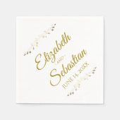 Serviette En Papier Filigree Gold & White Lacy Simple Mariage élégant (Devant)