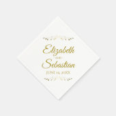 Serviette En Papier Filigree Gold & White Lacy Simple Mariage élégant (Coin)