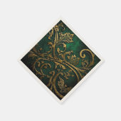 Serviette En Papier Filigree - Vert et Or (Coin)