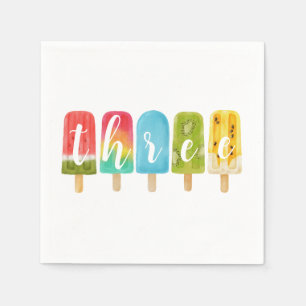 Serviette En Papier Fille 3ème Anniversaire Été popsicle Crème de glac