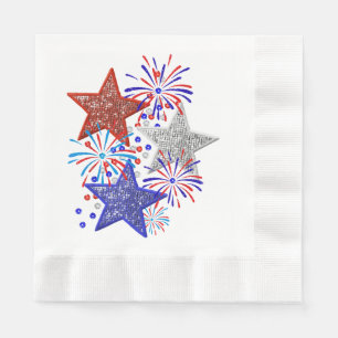 Serviette En Papier Fille 4 juillet Femmes Rouge Blanc Bleu Étoile Amé