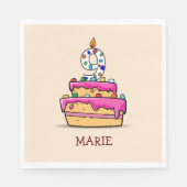 Serviette En Papier Fille 9e anniversaire, 9 sur Gâteau rose doux (Devant)
