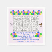 Serviette En Papier Fille à coudre et cheval Maze d'anniversaire Extra (Devant)