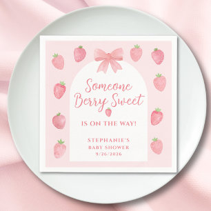 Serviette En Papier Fille à la fraise douce Fête prénatale