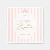 Serviette En Papier Fille à rayures roses baptême (Devant)
