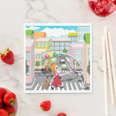 Serviette En Papier Fille À Un Traversée Piétonne