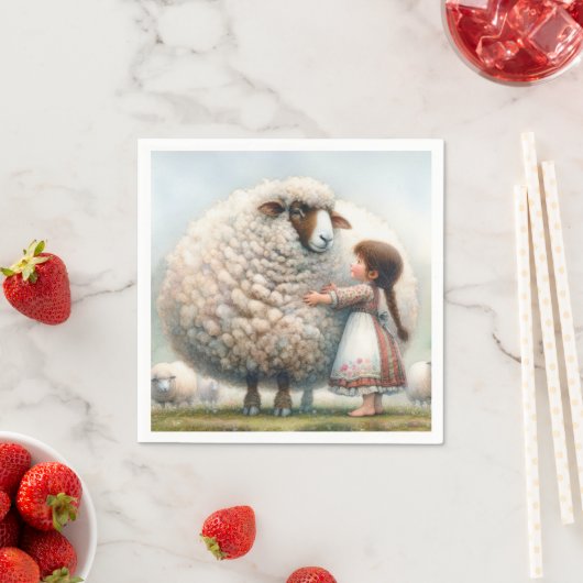 Serviette En Papier Fille Accrocher une Ewe surdimensionnée (En situation)