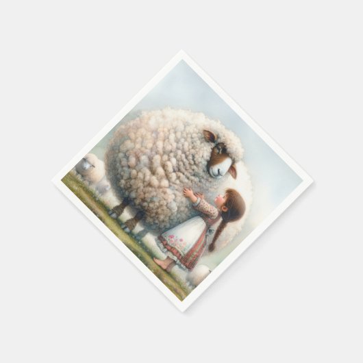 Serviette En Papier Fille Accrocher une Ewe surdimensionnée (Coin)