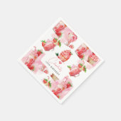Serviette En Papier Fille Anniversaire Fraise Milkshake Personnalisé (Coin)