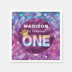 Serviette En Papier Fille Anniversaire Personnalisé Rose Bleu