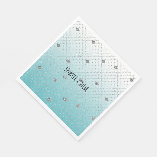 Serviette En Papier Fille Aqua Parties scintillant Argent Étincelle Si (Coin)