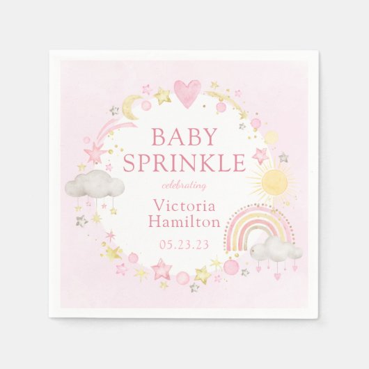 Serviette En Papier Fille Aquarelle Arc-en-ciel Bébé Sprinkle (Devant)