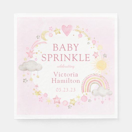 Serviette En Papier Fille Aquarelle Arc-en-ciel Bébé Sprinkle (Devant)