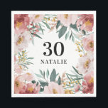 Serviette En Papier Fille aquarelle florale anniversaire rose chic<br><div class="desc">Fille aquarelle fleurie anniversaire rose chic décoration de fête. Belle élégante et moderne thème de fête.</div>