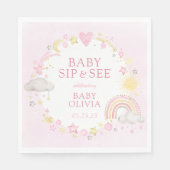 Serviette En Papier Fille Aquarelle Rainbow Baby Sip Et Voir (Devant)
