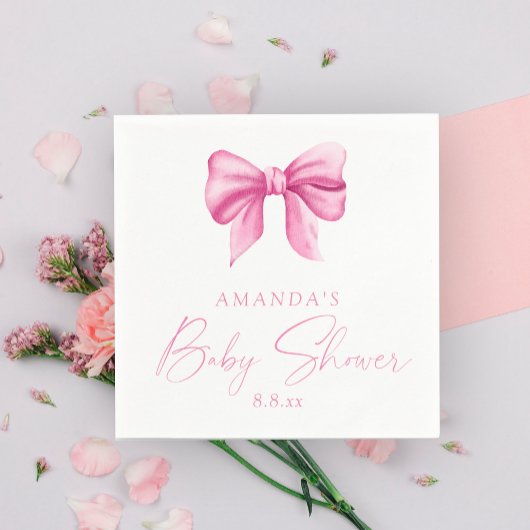 Serviette En Papier Fille ARC ROSE Baby shower