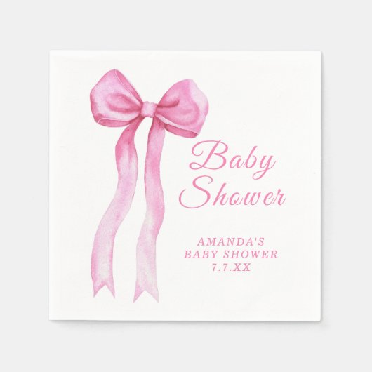 Serviette En Papier Fille arc rose Cadeau de bébé (Devant)