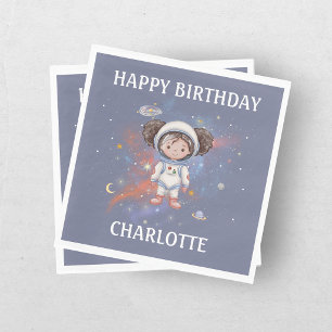 Serviette En Papier Fille astronaute dans l'espace pour son anniversai
