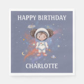 Serviette En Papier Fille astronaute dans l'espace pour son anniversai (Devant)