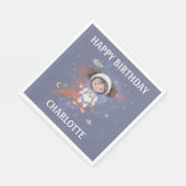 Serviette En Papier Fille astronaute dans l'espace pour son anniversai (Coin)