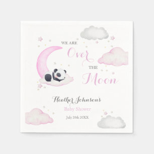 Serviette En Papier Fille Au-Dessus De La Lune Panda Ours Fête Prénata