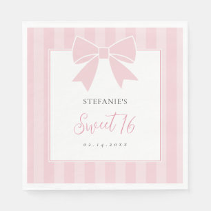 Serviette En Papier Fille au nœud rose élégant Fête d'anniversaire Swe