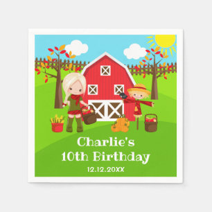 Serviette En Papier Fille aux cheveux blonds d'anniversaire d'automne