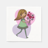 Serviette En Papier Fille aux fleurs (Devant)