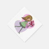 Serviette En Papier Fille aux fleurs (Coin)