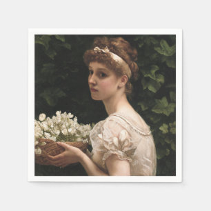 Serviette En Papier Fille aux fleurs de pois (par Edward Poynter)
